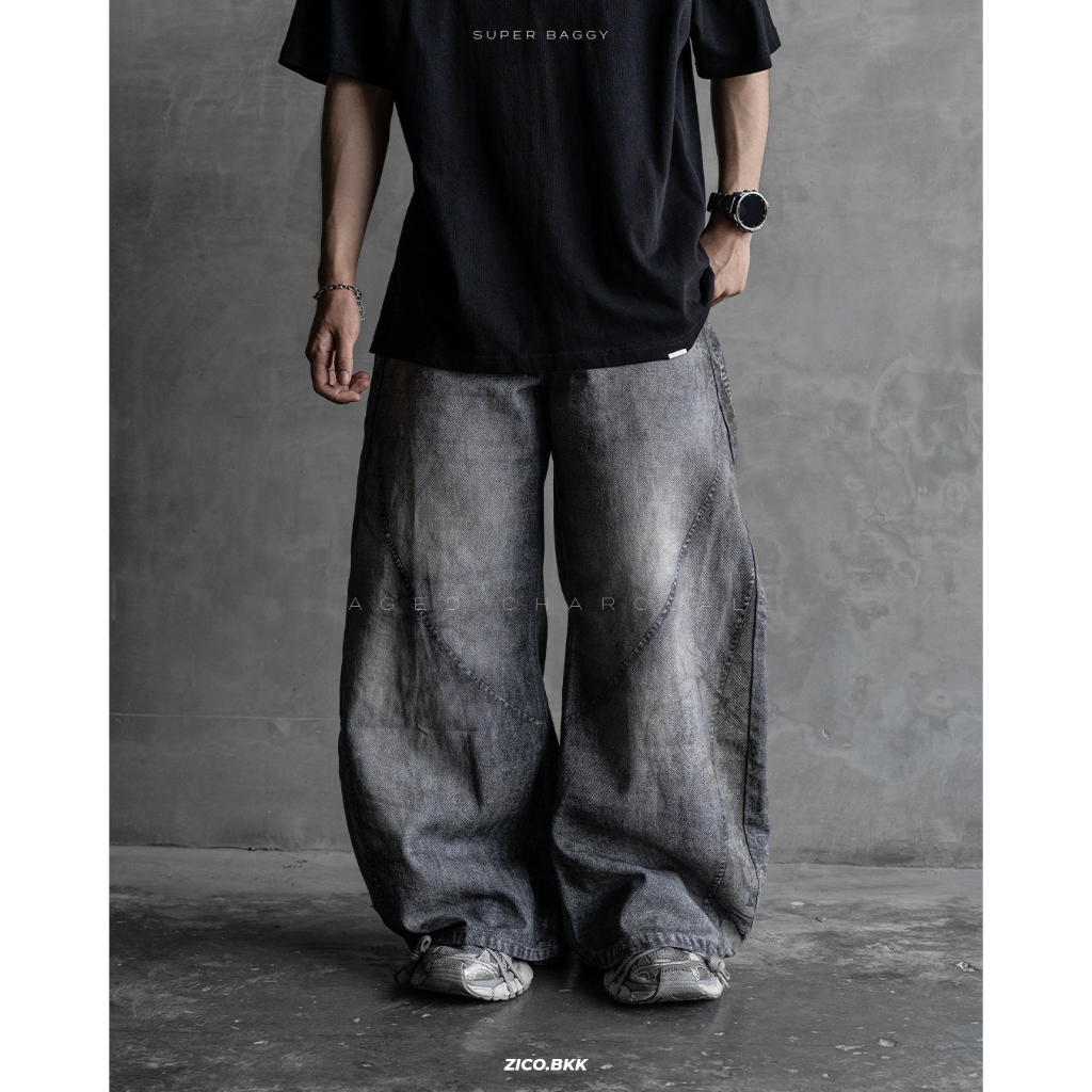 ZICO.BKK Super Baggy Jeans – Aged Charcoal