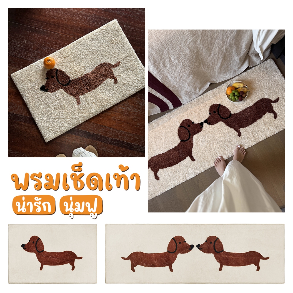 พรมยาว พรมห้องนอน พรมเช็ดเท้า 40x120 พรมข้างเตียง หมาคัชชุน ดูดซับน้ำได้ดี กันลื่น
