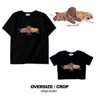 resign studio - เสื้อยืด crop/ oversize ลาย Poodle winter
