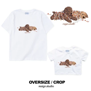 resign studio - เสื้อยืด crop/ oversize ลาย Poodle winter