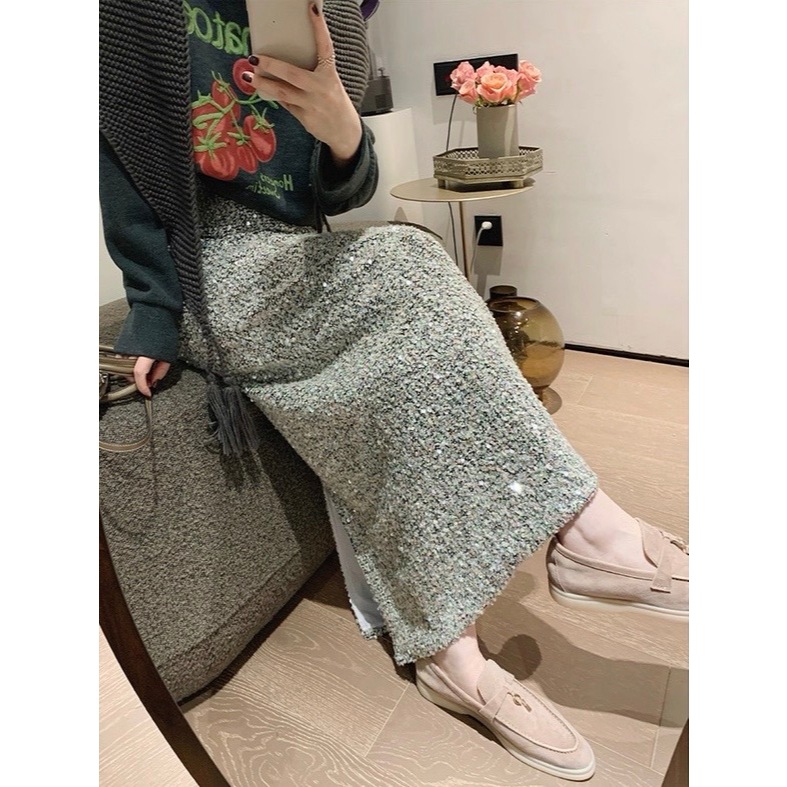 กระโปรงเลื่อมงานแน่นมาก แบบวิบวับเต็มผืนCrush sequin skirt - รูปที่ 5