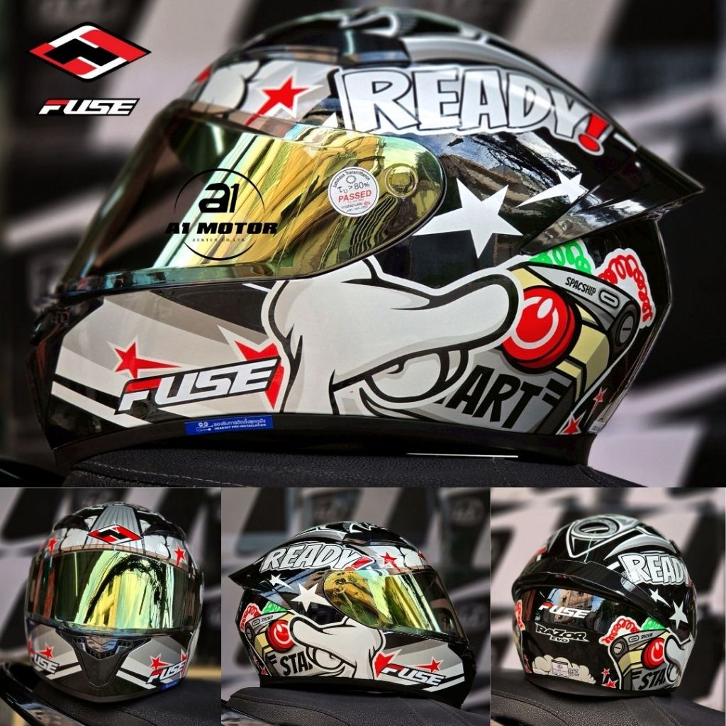 หมวกกันน็อคเต็มใบหุ้มคาง Fuse Helmet รุ่น Razor Evo รองรับการติดตั้งบูลทูธ นวมถอดซักได้ S M L มาตรฐา