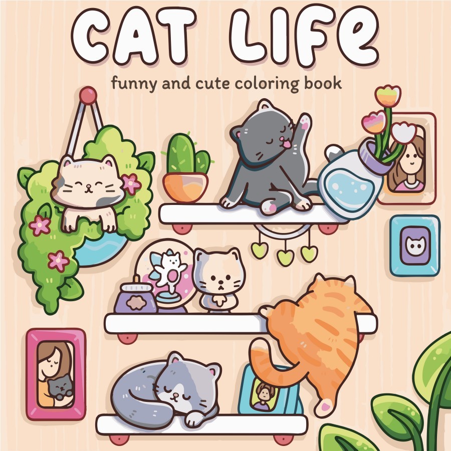 [พร้อมส่ง] NEW!! สมุดภาพระบายสี CAT LIFE ภาพน่ารัก ลายเส้นชัด