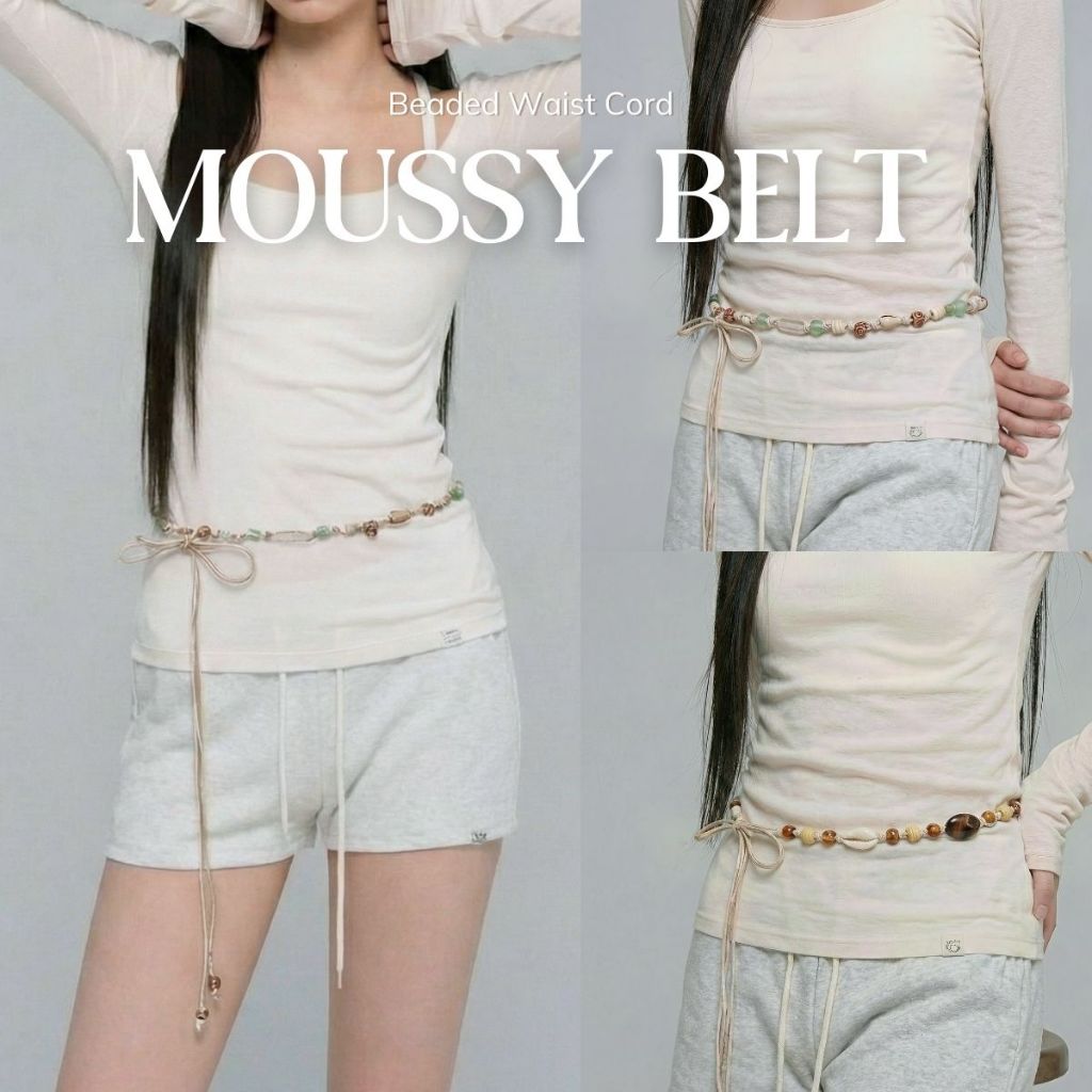 MURF MOUSSY BELT | สร้อยร้อยเอวลูกปัดไม้ เข็มขัดถัก พร้อมส่ง | Beaded Waist Cord A901