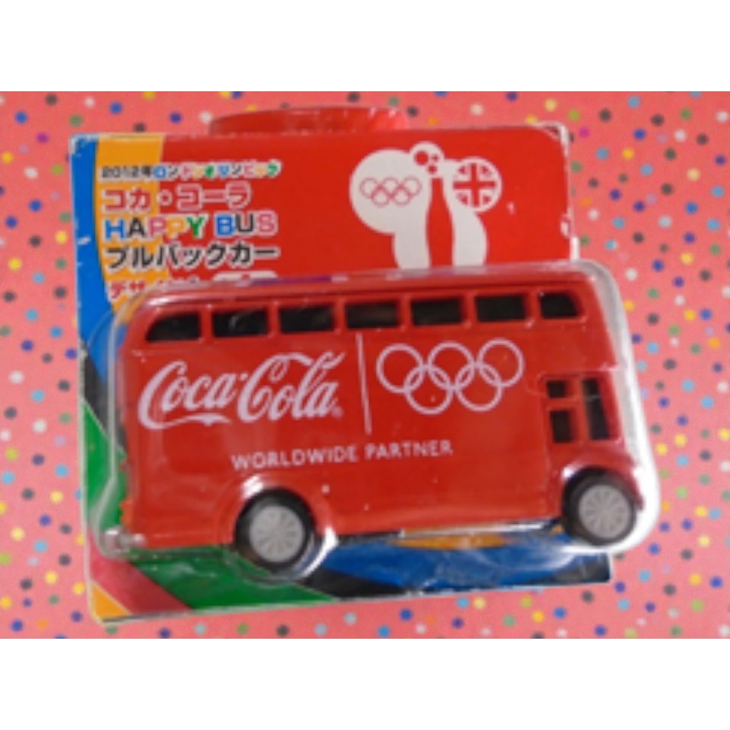 ⭐ RARE! Coca-Cola Happy Bus Pull-Back Car - รถของเล่น 2 ชั้น ลิมิเต็ด London Olympics 2012 (ของแถม 7