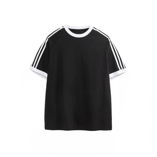 เสื้อยืดผ้าคอตตอลเนื้อหนารุ่น The unlimited (สีดำแถบขาว/ครีมแถบแดง/ครีมแถบเขียว/น้ำตาลแถบน้ำเงิน)