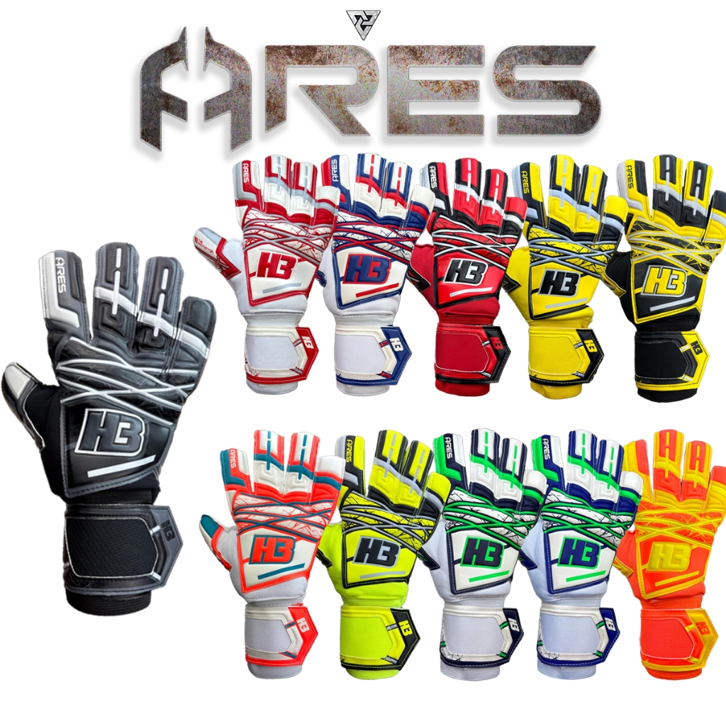 H3 ARES ถุงมือประตู เฮช ทรี รุ่น อาเรส ราคาประหยัด มีฟิงเกอร์เซฟ 5 นิ้วถอดได้ เด็ก-ผู้ใหญ่ ไซส์ 5-11