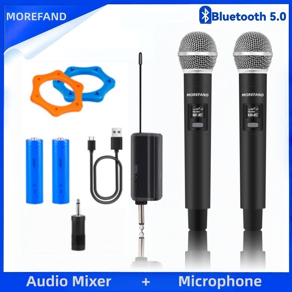 SM58 mic ไมค์ลอย คู่ ไมโครโฟนไร้สาย ไมค์คู่แบบมือถือ ชุดรับ-ส่งWireless microphoneไมค์โครโฟน ไมค์ลอย
