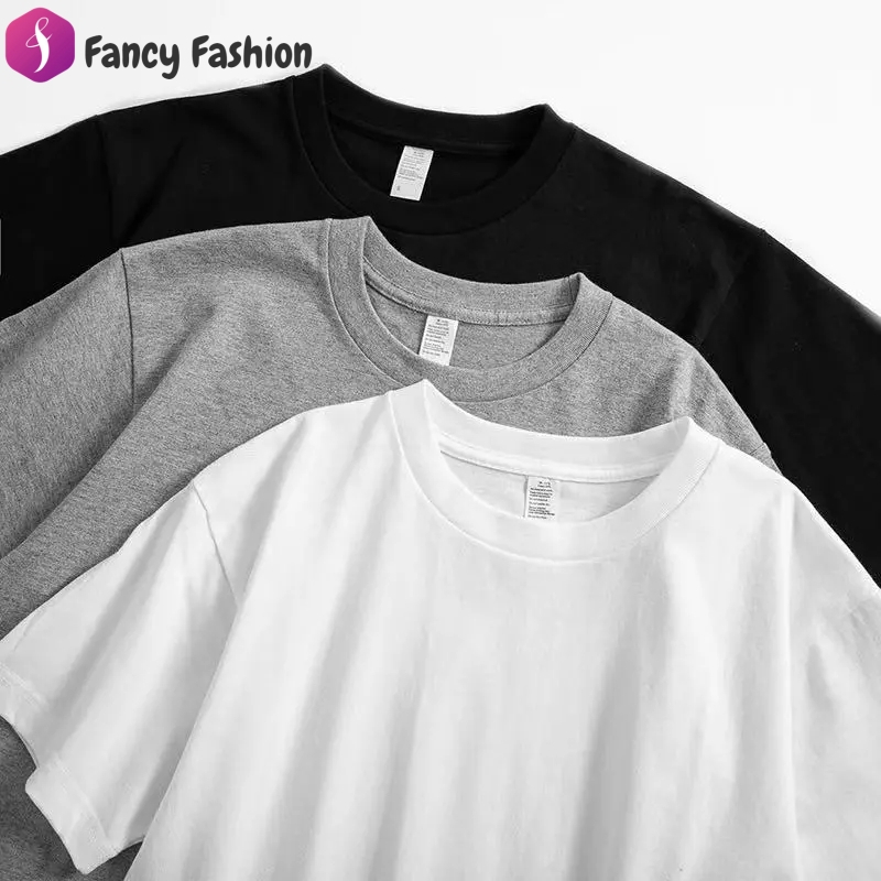 Fancy Fashion เสื้อยืดคอกลมสีพื้น หลวมระบายอากาศ ผ้าเนื้อนุ่ม แขนสั้นสไตล์เกาหลี มีหลายสีให้เลือก