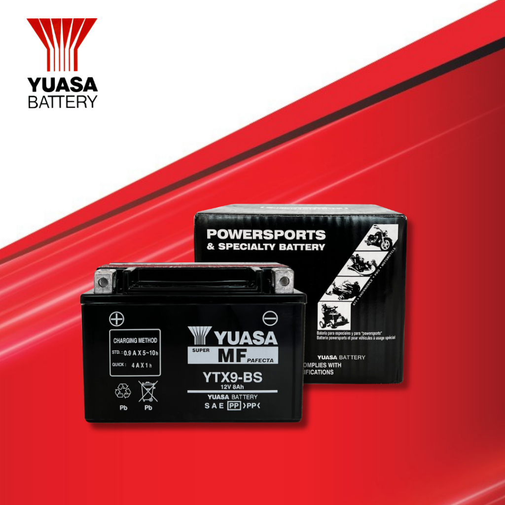 YUASA รุ่น YTX9-BS ขนาด 12V แบตเตอรี่มอเตอร์ไซค์แบบแยกน้ำ 8.0Ah