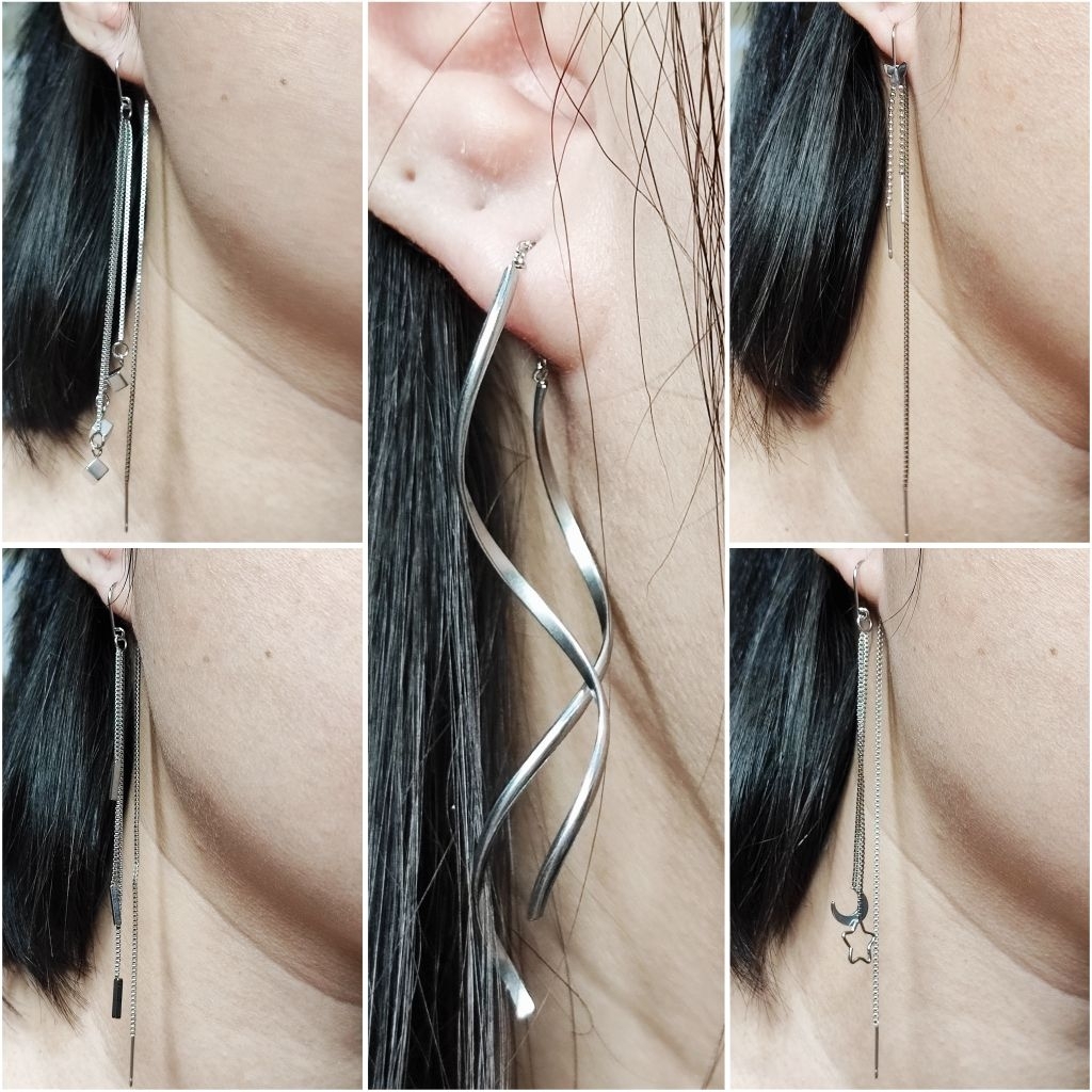 1เส้น)ต่างหูโซ่ห้อยยาวระยะ วัสดุสแตนเลสมี 5 แบบ