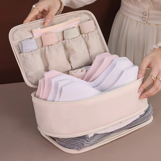 (พร้อมส่ง) กระเป๋าจัดเก็บชุดชั้นใน ความจุขนาดใหญ่ กันน้ํา แบบพกพา ใส่เก็บชุดชั้นในและถุงเท้าได้ สําหรับเดินทาง