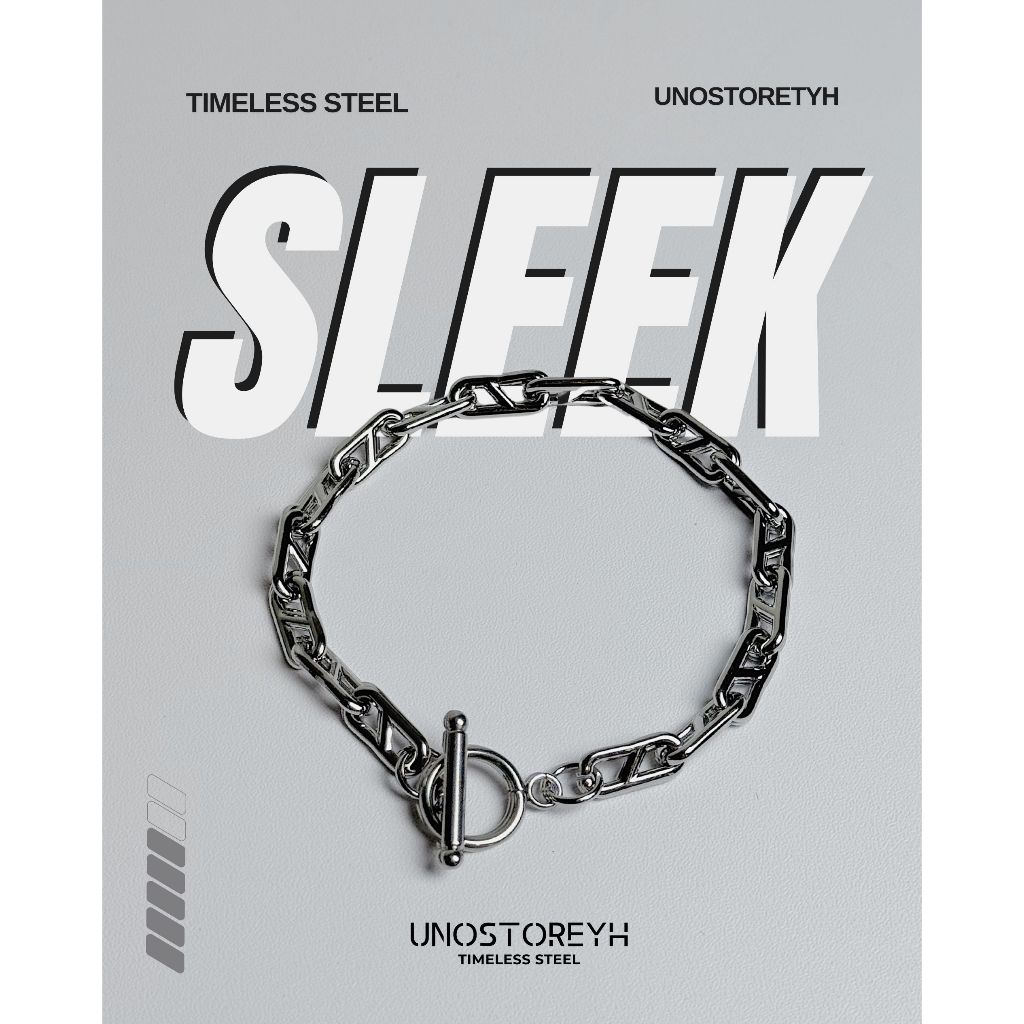 🔥SLEEK Chain⛓  สีเงิน กว้าง6มิล สแตนเลสแท้ UNO100