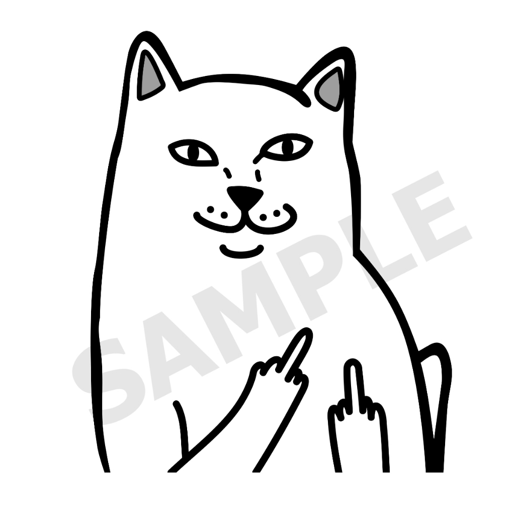 แมว ชูนิ้วกลาง Cat meme สติ๊กเกอร์ 2 แผ่น แมวมีม สติกเกอร์ ตกแต่ง แมวขาว