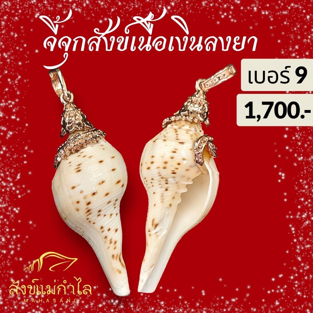 จี้จุกสังข์มงคล เนื้อเงินแท้ ลงยาสีข.2-2.5นิ้ว