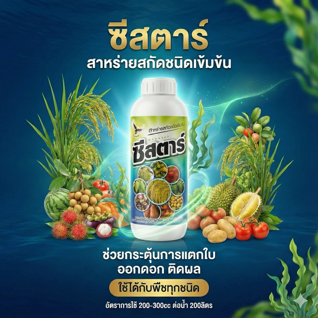 ซีสตาร์ สาหร่ายสกัดชนิดเข้มข้นสำหรับพืช ขนาด1ลิตร แตกกอ แตกราก ฟื้นต้น เปิดตาดอก สะสมอาหาร เพิ่มแป้ง