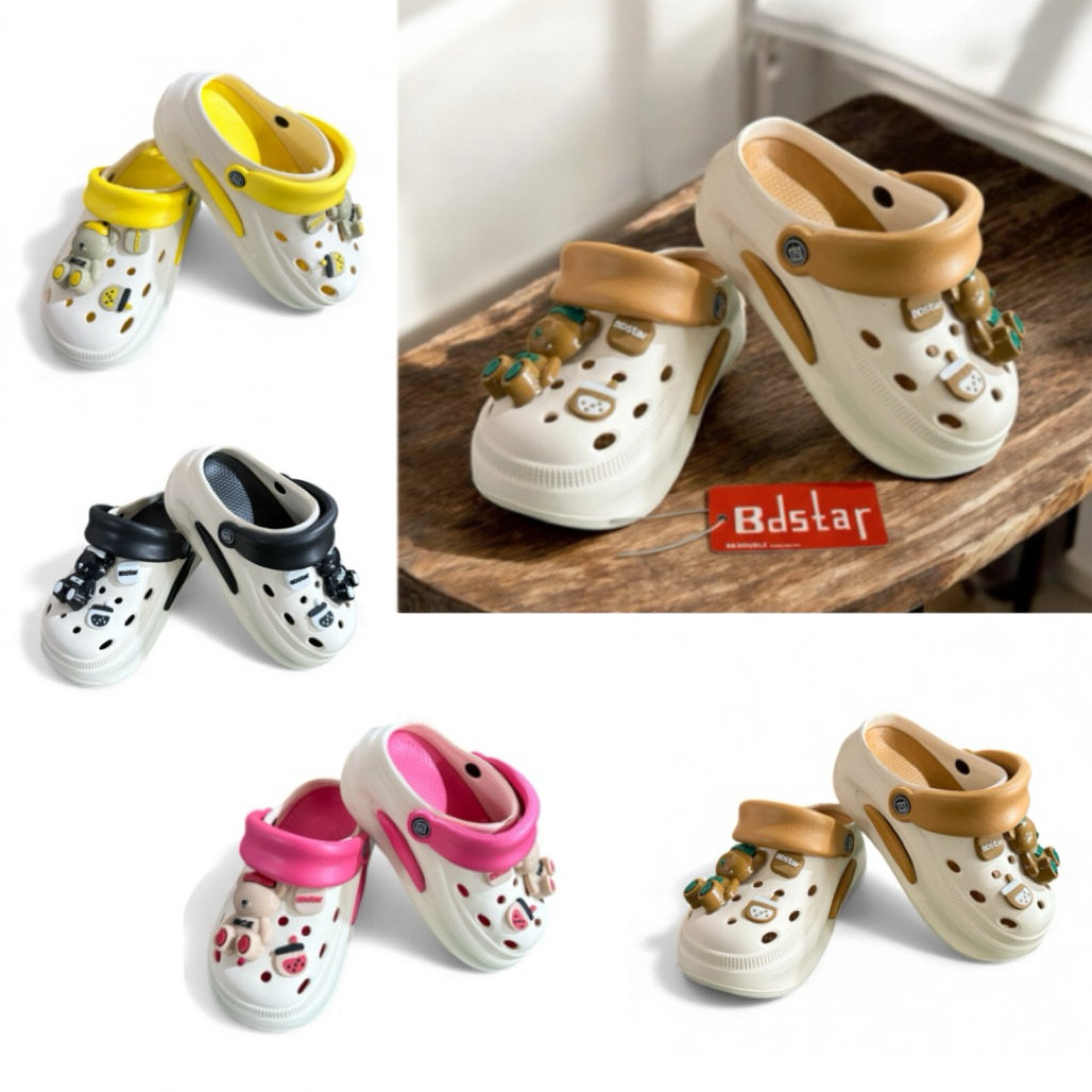 รองเท้าเด็กโต พื้นนุ่ม EVA หนา7cm.  BB Double หมีหัวโต ใส่สบาย