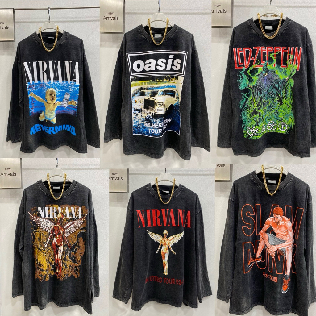 🌟STF_SHOP🌟เสื้อผ้าฟอกวินเทจแขนยาว อก44-46 ยาว 28-29