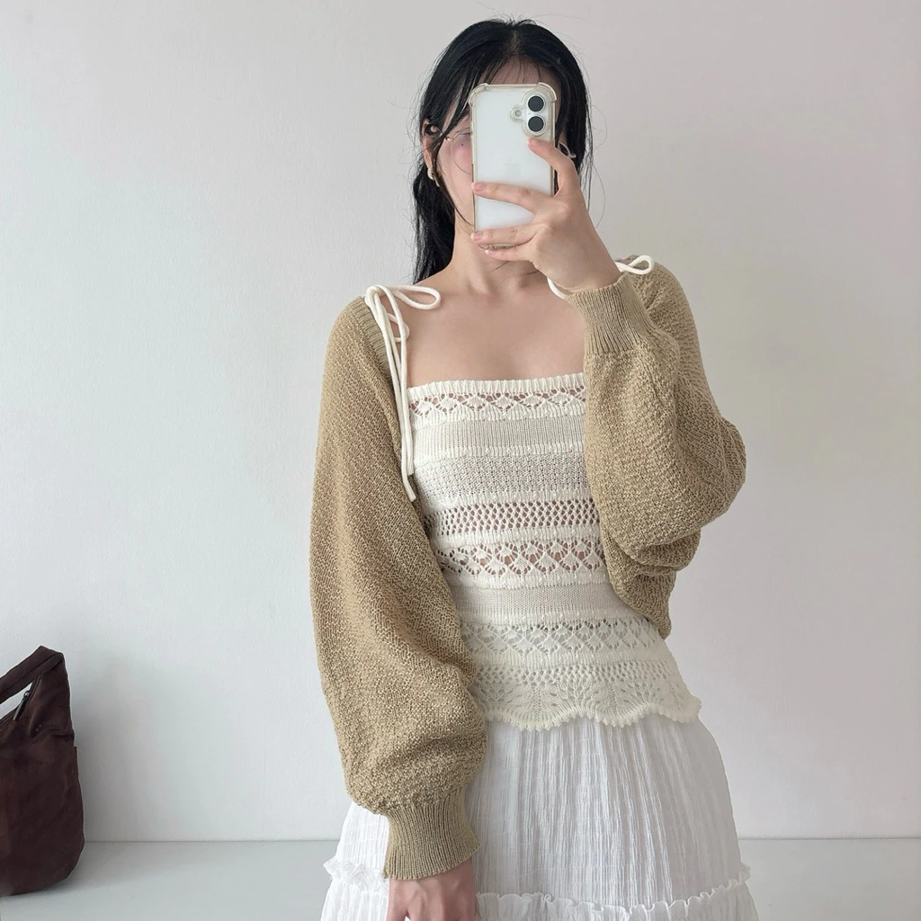 MOMOKA.KNIT🍑 เสื้อคลุม Cardigan ทรงคลุมไหล่🥯🍪