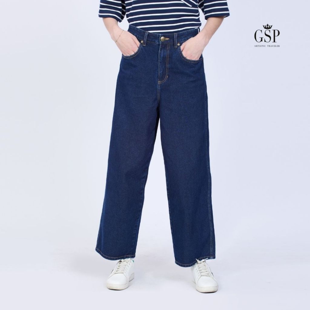 GSP Wide leg Jeans กางเกงยีนส์ ขายาว สีกรมท่า P9Y5NV