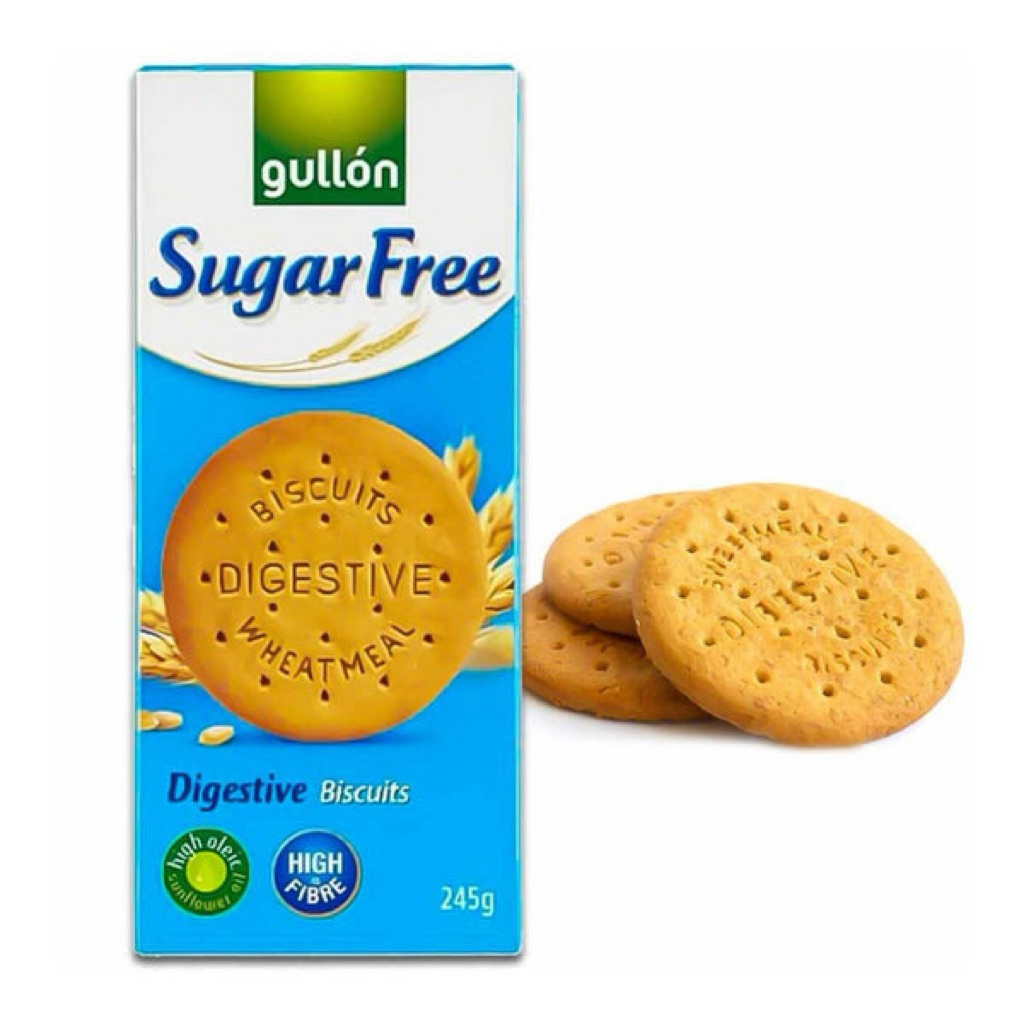 Gullon sugar free Digestive biscuits 245g. กรูยอง ไดเจสทีฟบิสกิตสูตรไม่มีน้ำตาล นำเข้าจากสเปน🇪🇸