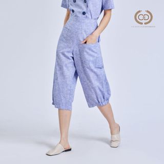 C&D กางเกงผู้หญิง ลินิน ฟิวชั่น ขายาว สีฟ้า C9ZFDB