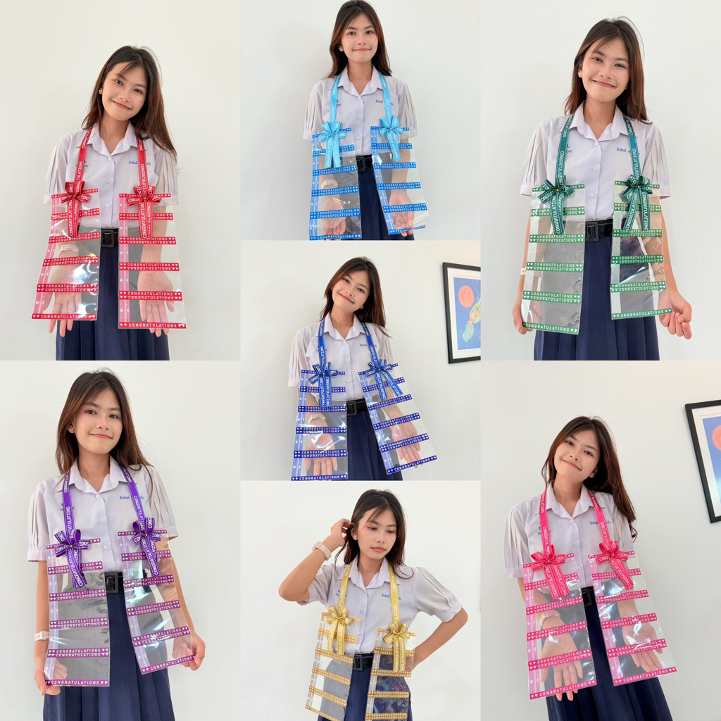 (03)พวงมาลัยใส่ธนบัตร ซองสกรีนตรง 10 ซอง พร้อมส่ง