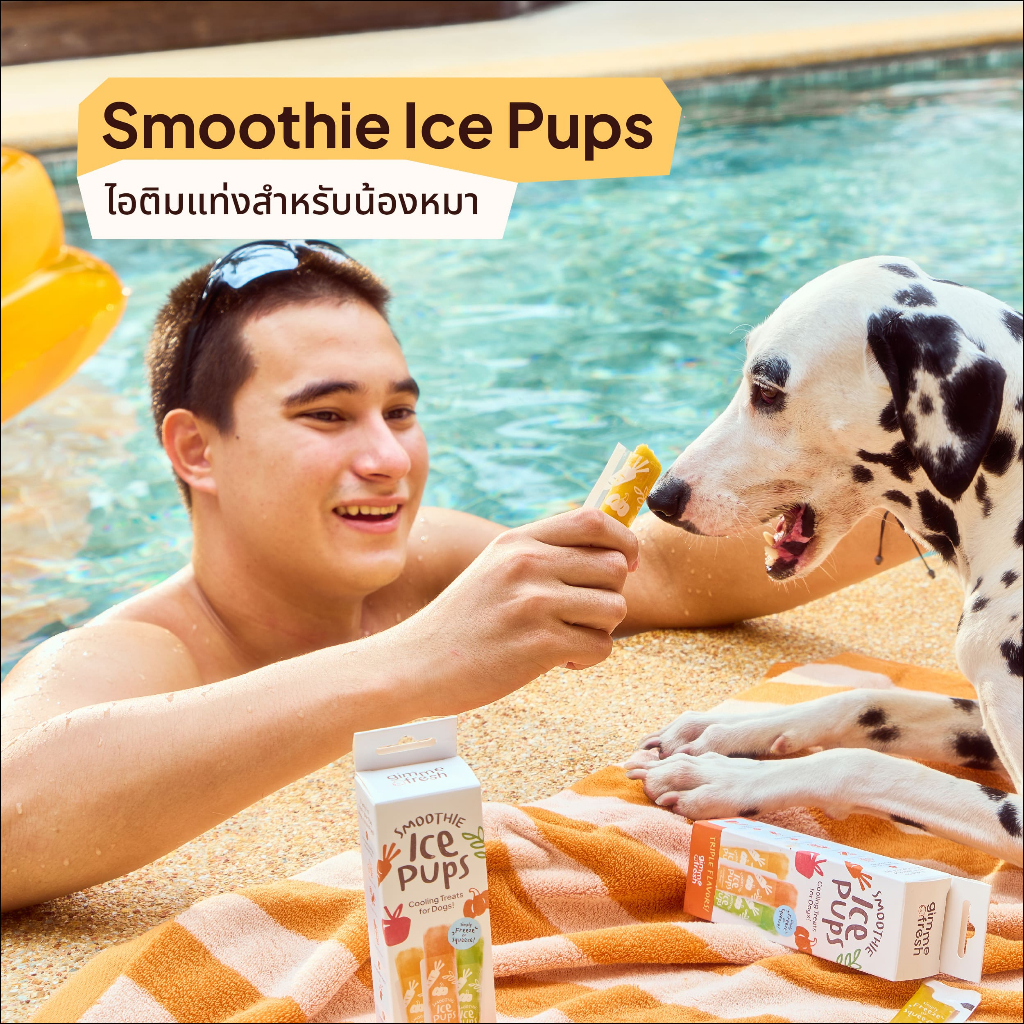 Smoothie Ice Pups ขนมสุนัขเพื่อสุขภาพ: ไอติมสมูทตี้ผักผลไม้แท้ 100% ขนาด 135g. (1 กล่อง มี 3 รสชาติ, รสชาติละ 3 ซอง)