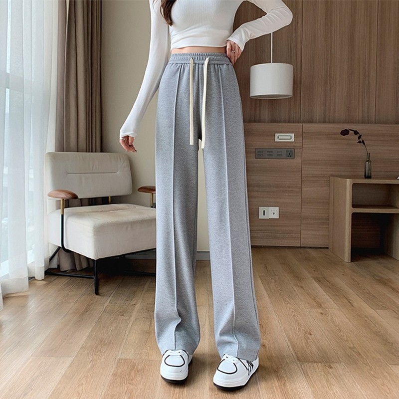 ACHSAWAKE กางเกงขายาวผู้ชายสบาย ๆ สีเทากางเกงวอร์มสำหรับผู้ชายถุงกางเกงสีเทากางเกงขากว้างกางเกงหลวม