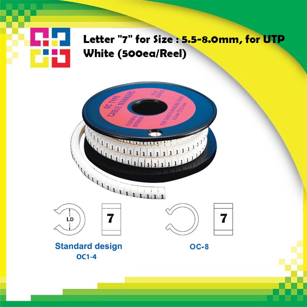 OC4-7 Letter "7" for Size : 5.5-8.0mm, for UTP White (500ea/Reel)