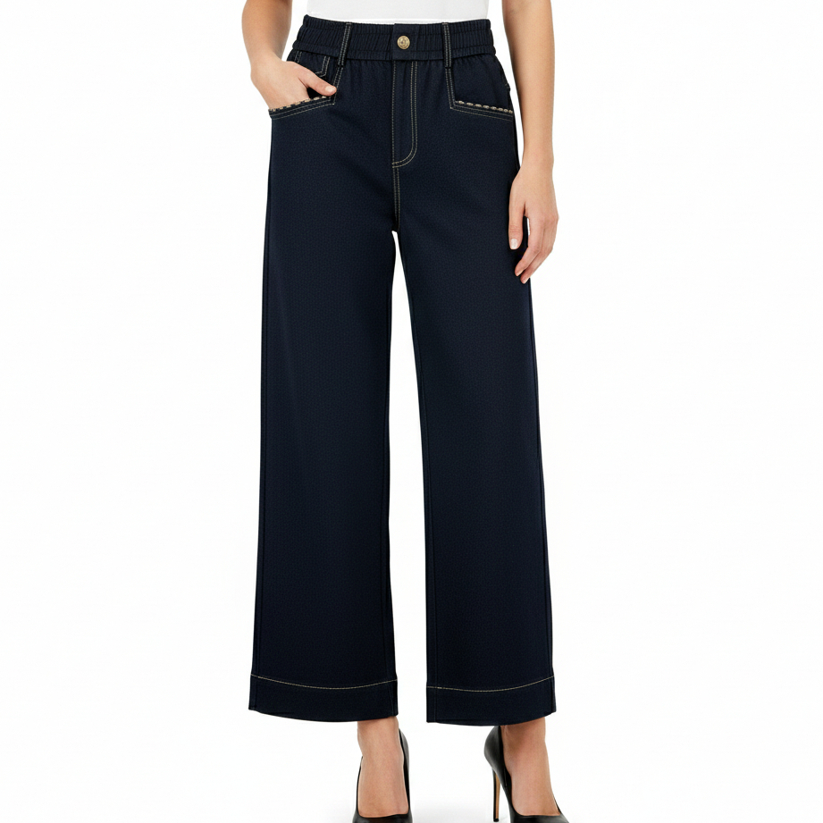 Hanabara กางเกงขายาว รุ่น Soft Indigo ผ้านิตเดนิม สียีนส์ ทรงสวยใส่สบายทั้งวัน ผ้านิ่ม