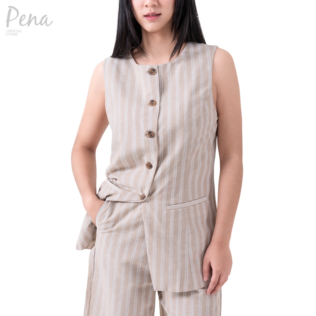Pena house เสื้อเบลเซอร์ตัวยาว แขนกุด PWSS112501