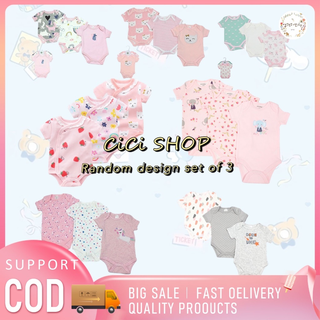 5SETS ถูกที่สุด baby girl ชุดจั๊มสูทเด็กแรกเกิด เสื้อผ้าเด็กคลาน เสื้อผ้าเด็กผู้หญิง（0-3 เดือน-6เดือ