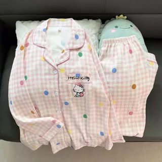 ชุดนอนผ้าไหมญี่ปุ่น ใส่สบาย แขนยาว ขายาว แต่งลายการ์ตูนสุดน่ารัก ขนาดอก 44 นิ้ว