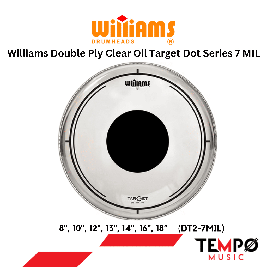 หนังกลอง Williams Oil Target Dot สองชั้น Clear 7+7 Mil หางเสียงดี เสียงทุ้มหนา เหมาะกับสาย Vintage