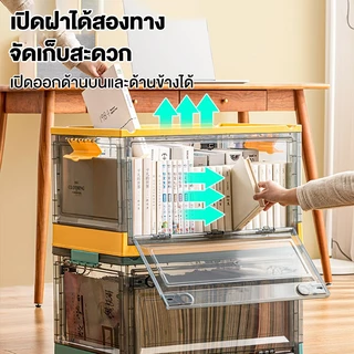 Meet กล่องเก็บของ 120L กล่องใส่เสื้อผ้าพับได้ ได้เก็บของเล่น เปิดได้4ด้าน มีซ้อนได้ สไตล์มิน