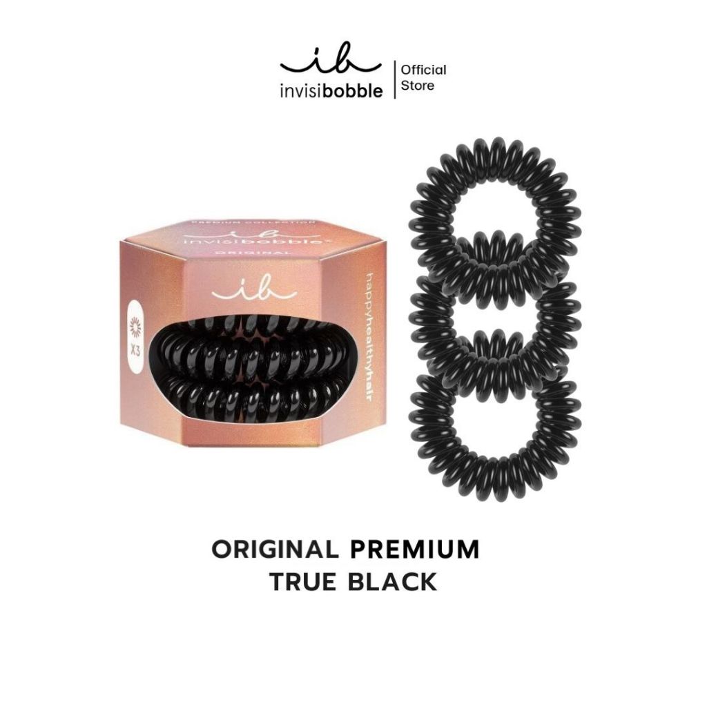 invisibobble ยางรัดผม ผมไม่เป็นรอย รุ่น Original PREMIUM สี True Black (1 กล่องบรรจุ 3 ชิ้น)