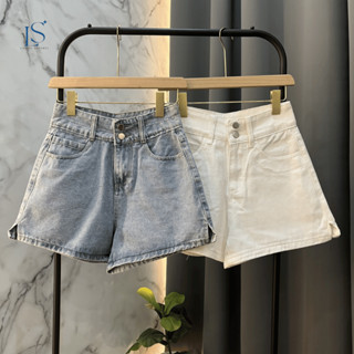 LASINI 3804 กางเกงยีนส์ขาสั้นสียีนส์อ่อน แต่งกระดุม2ชั้น S-2…