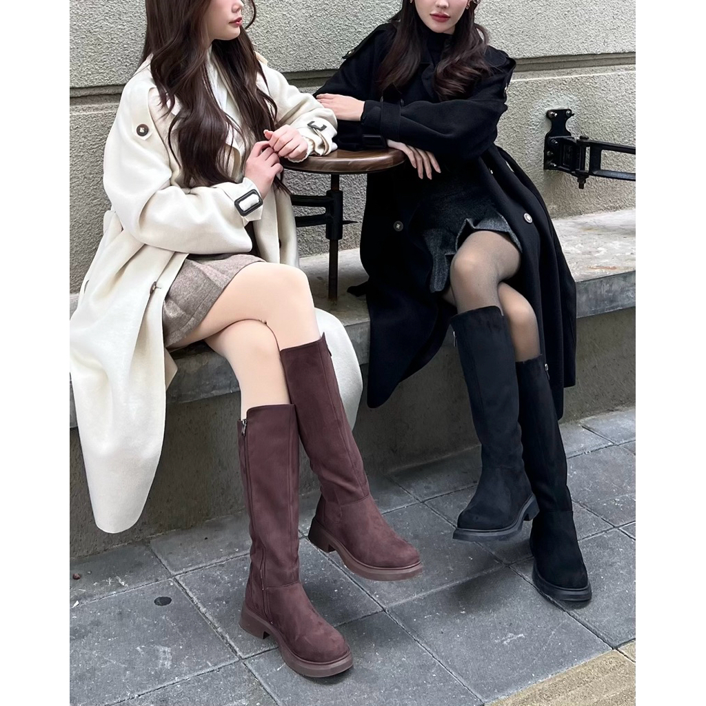 Puri & me ELLA BOOTS Suede Leather 🤎🖤 รองเท้าบู้ทหนังกลับPremium Suede