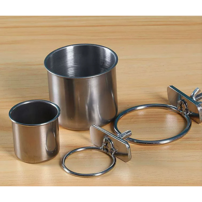 ถ้วยอาหารนกถ้วยน้ําสัตว์เลี้ยงอุปกรณ์นกสแตนเลส Anti-gnawing Bird Feeder