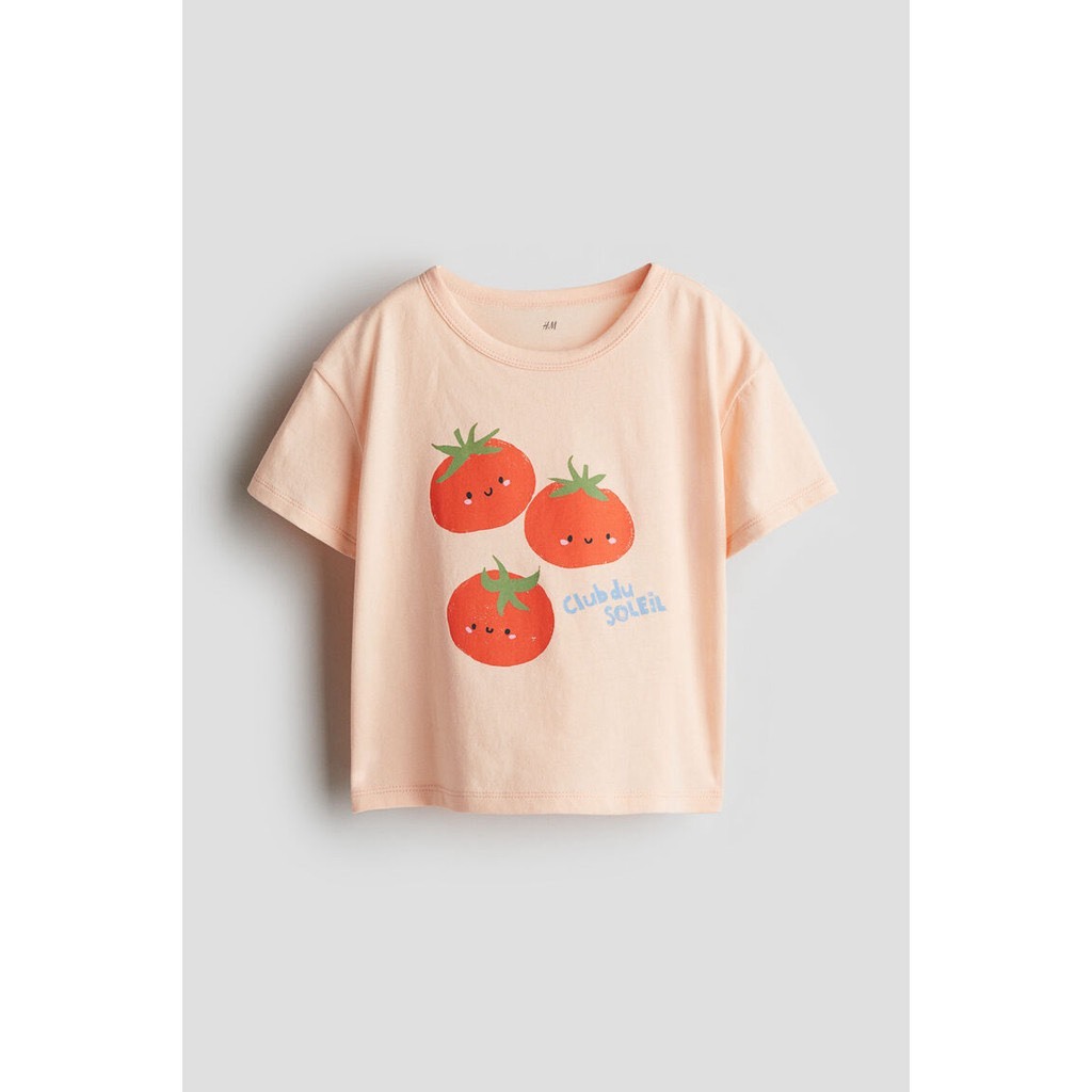H&M เสื้อคอตตอล สีส้ม มะเขือเทศ ไซด์ 1.5-10 ปี ของใหม่ แท้ พร้อมส่ง