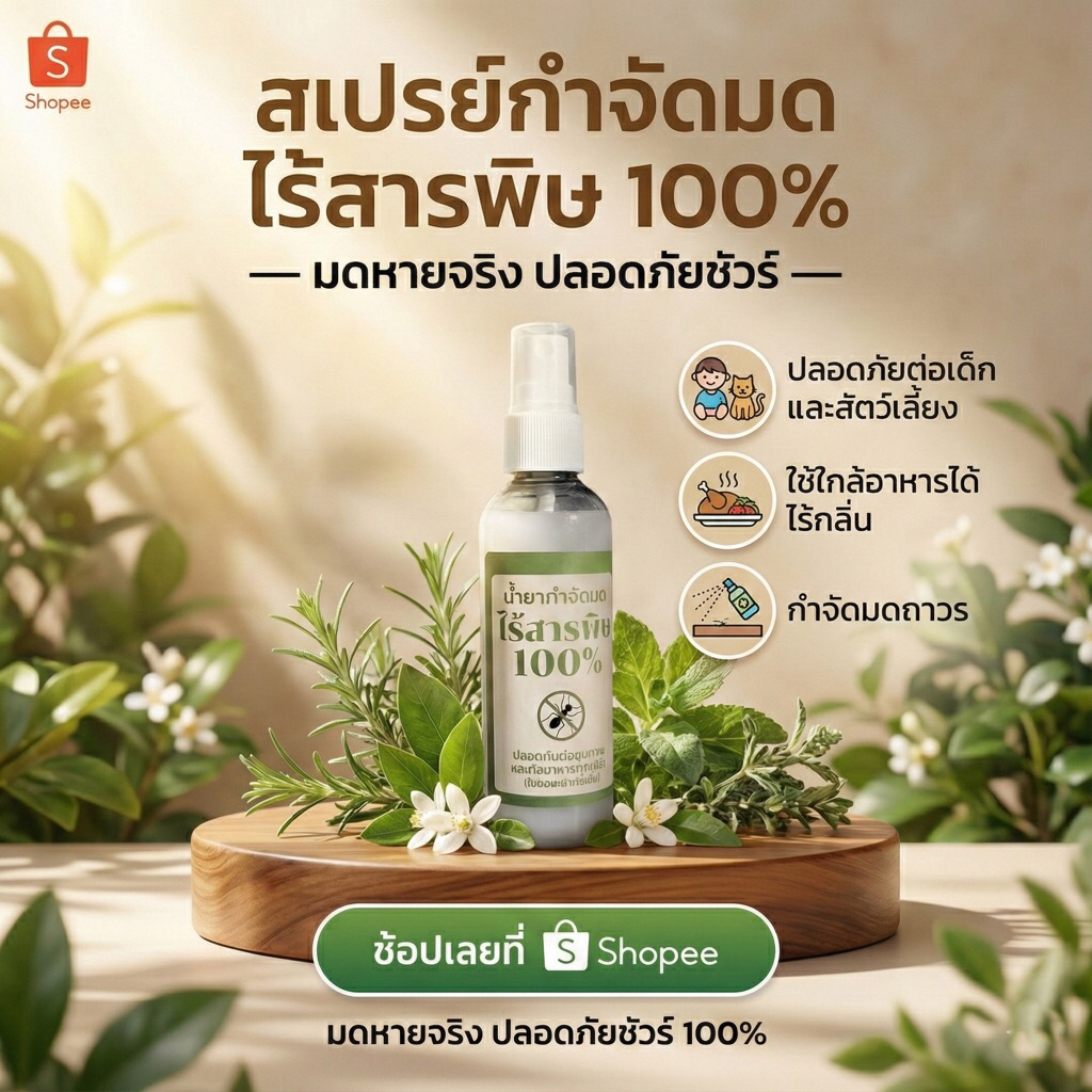 สเปรย์กำจัดมดไร้สารพิษ 100% (จัดส่งฟรี!!)