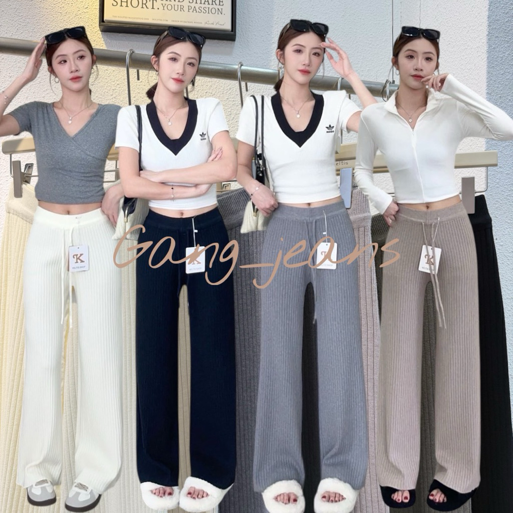 Gang_jeans#8025(K)กางเกงขายาว Zara เอวเรียบมีเชือกปรับเอวได้ จริง