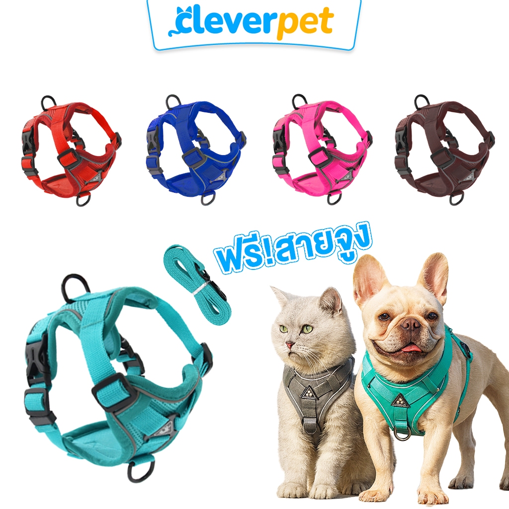 [ส่งฟรี ] CleverPet สายรัดอกแมวและสุนัข ฟรีสายจูง ระบายความร้อน Pet Harness