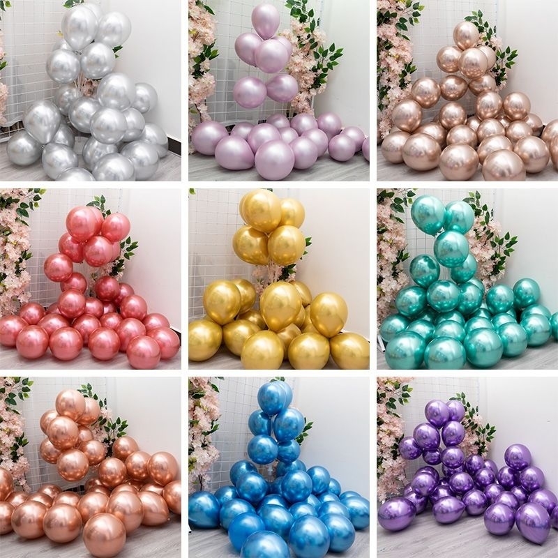 ลูกโป่งเมทัลลิก ลูกโป่งชุบโครเมียม ลูกโป่งวิบวับ ขนาด 10 นิ้ว ชุบโครเมียม เหมาะสำหรับงานปาร์ตี้ งานวันเกิด