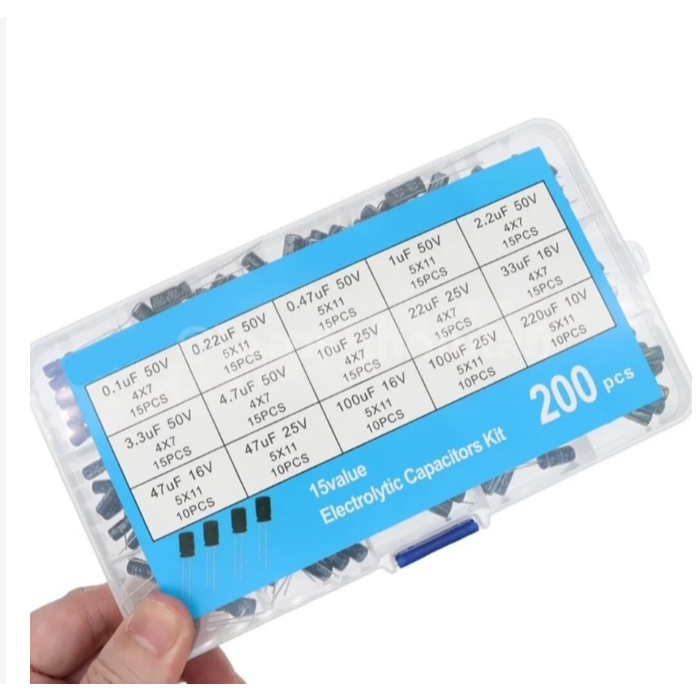 Capacitor Box ชุด ตัวเก็บประจุ 200ชิ้น 15ค่า / 500ชิ้น 24ค่า 200pcs/500pcs Capacitor kit 0.1uF-1000uF 16V-5 - รูปที่ 2