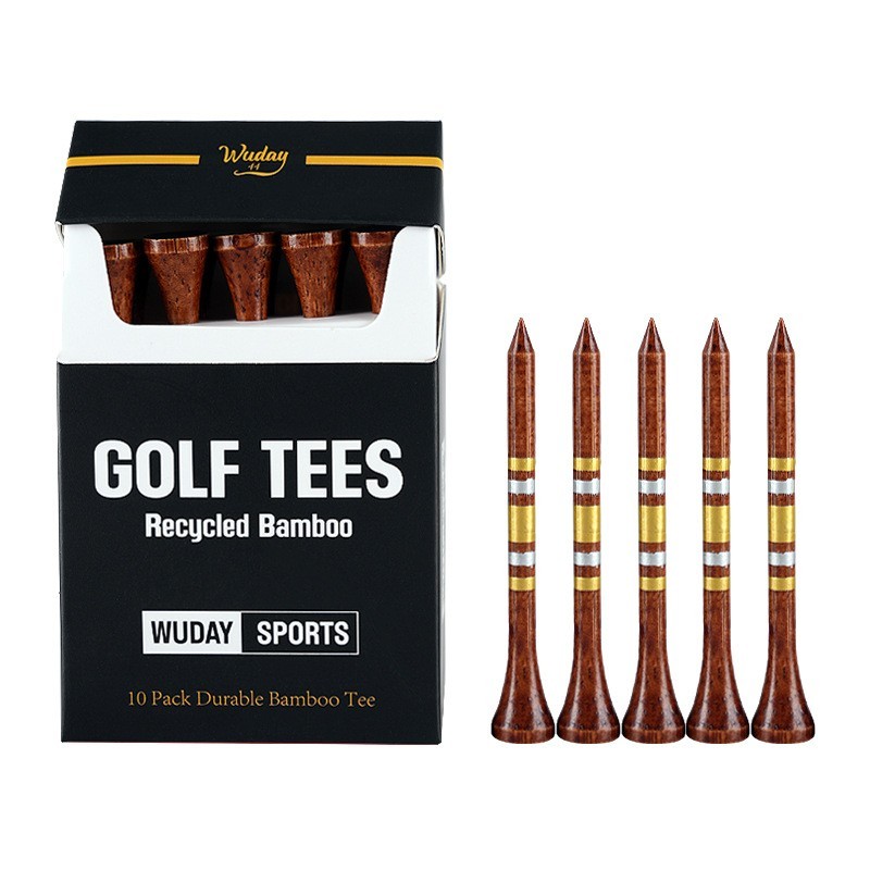 11GOLF ทีไม้ไผ่ (แพ็ค 10 ชิ้น) ทีกอล์ฟรุ่นขายดี Bamboo Golf Tees 10pcs Cigarette-Style Box