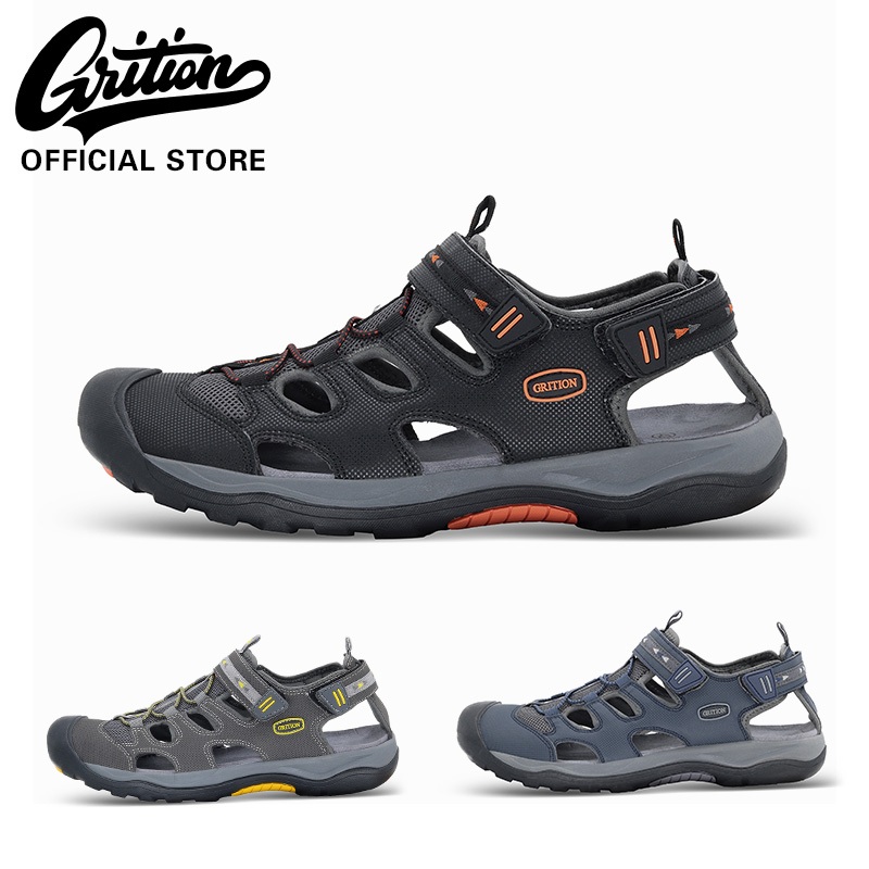 GRITION เสื้อผ้าผู้ชาย รองเท้าแตะกลางแจ้ง กีฬา เดินป่า ปีนเขา ระบายอากาศ กันลื่น น้ำหนักเบา รองเท้าแตะ