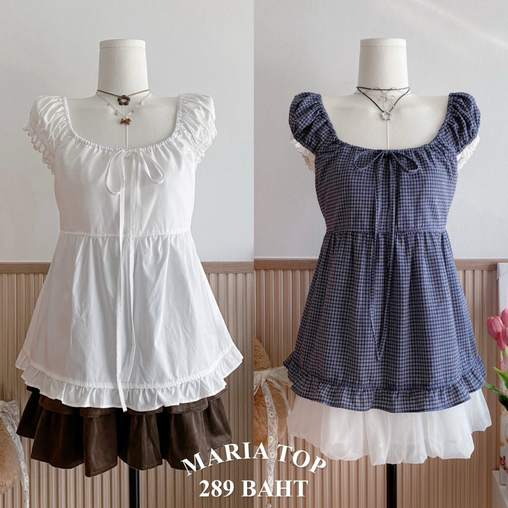 chugar.pie : Maria Top 🧸🛏️🫐 เสื้อแขนตุ๊กตา เสื้อสีขาว