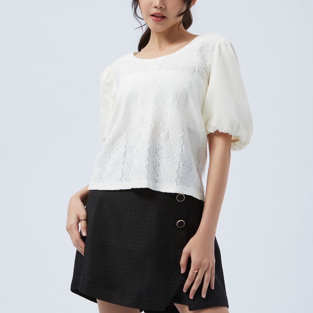 EP เสื้อถักแฟนซี ผู้หญิง สีไอเวอรี่ | Fancy Knit Tops | 04827 – โปรปัง